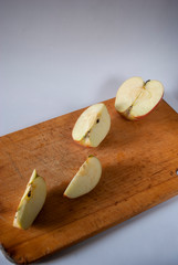apple on the cutting board