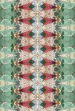 Textured pattern made with crystals and wire inside kaleidoscope