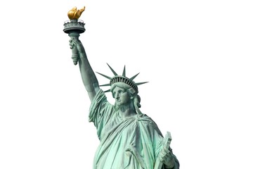 Fototapeta premium Beautiful view isolated Statue of Liberty. Liberty Island in New York. Harbor in New York. 