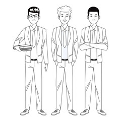 businessmen avatar cartoon character black and white