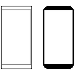 Smartphone outline vector icon of mobile smart phone screen flat icon
