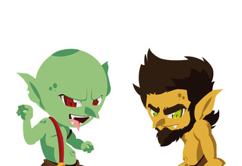 ugly troll with caveman gnome magic characters