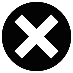 ban cross icon. Black and White. Flat Vector sign