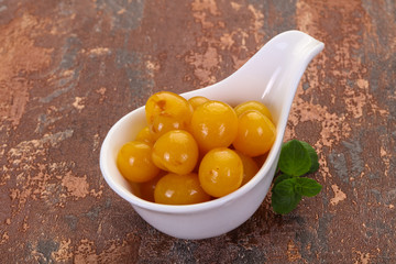 Yellow ripe cherry dessert
