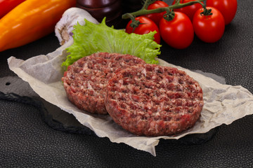 Raw burger cutlet
