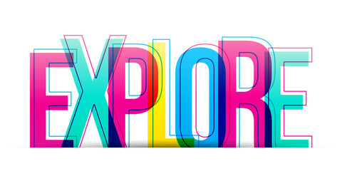 Explore colorful word vector banner card