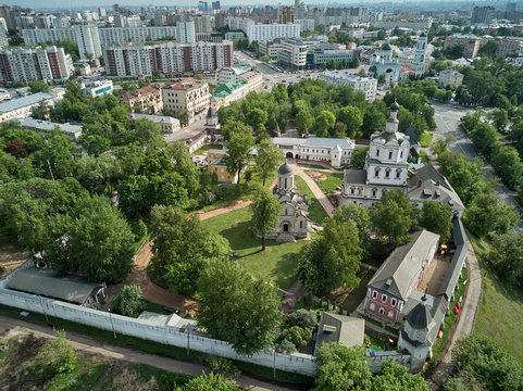 Aerial view of Andronikov Monastery of the Saviour Spaso-Andronikov Monastyr, a former monastery in Moscow, Russia.