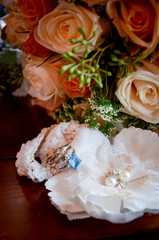 Vintage Floral Arrangement with Wedding Rings