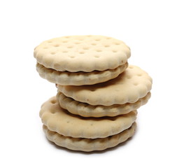 Cookies with cocoa cream isolated on white background