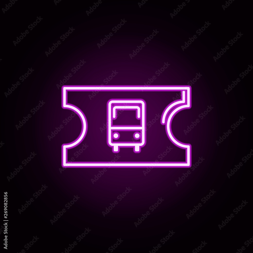 Aufkleber ticket bus neon icon. elements of transportation set. simple icon for websites, web design, mobile a