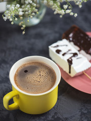 Cup of coffee and homemade marshmallows