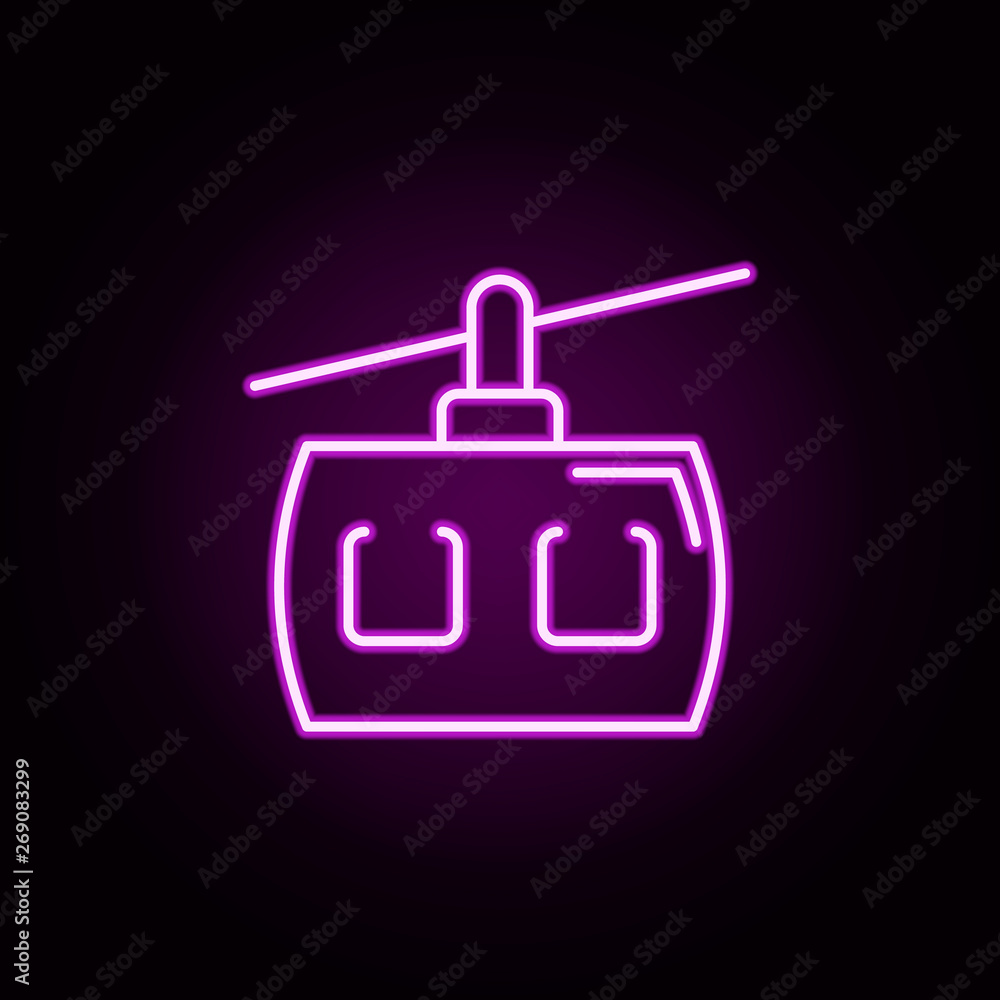 Poster funicular neon icon. elements of transportation set. simple icon for websites, web design, mobile ap