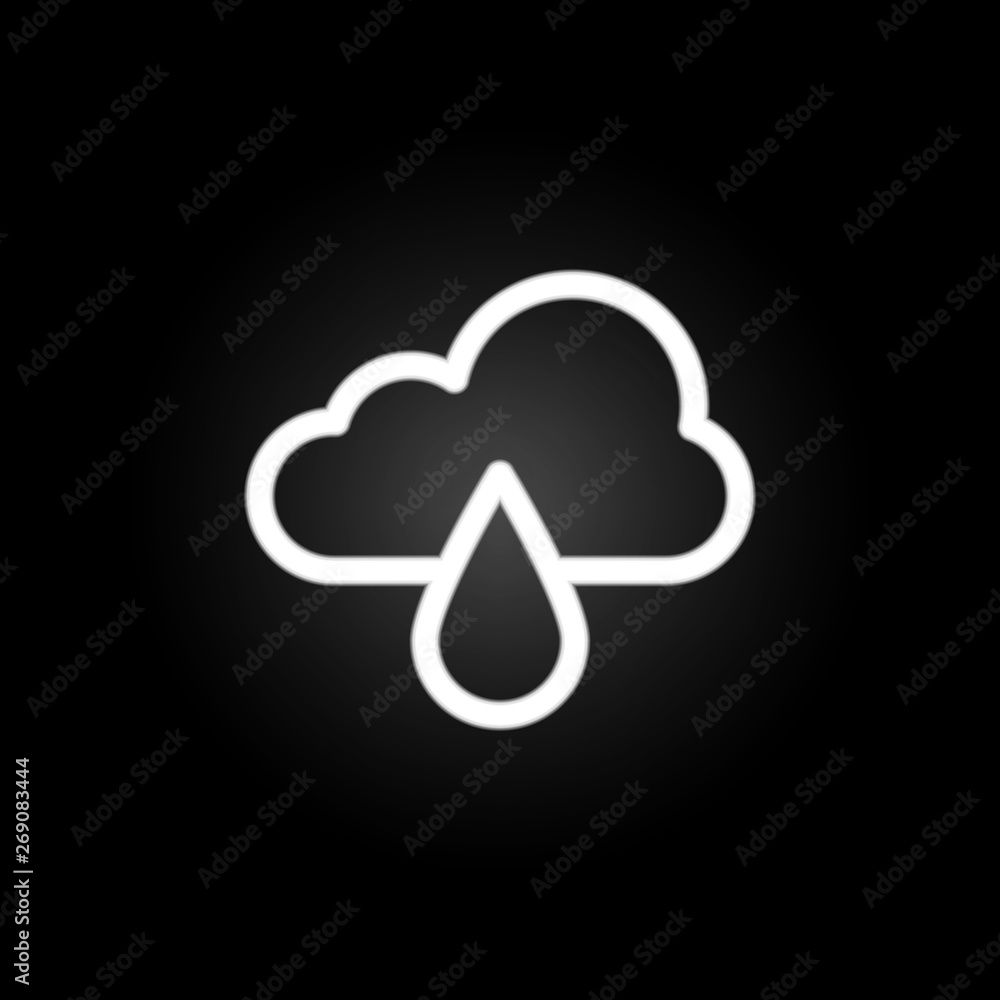 Poster cloudy, rain sign neon icon. elements of weather set. simple icon for websites, web design, mobile a