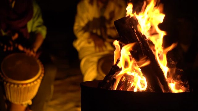 Percussionist playing bata drums in Africa