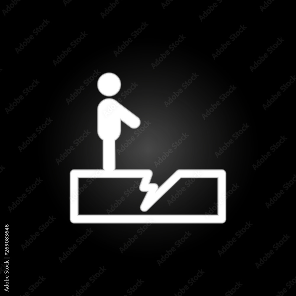 Poster man earthquake sign neon icon. elements of weather set. simple icon for websites, web design, mobile