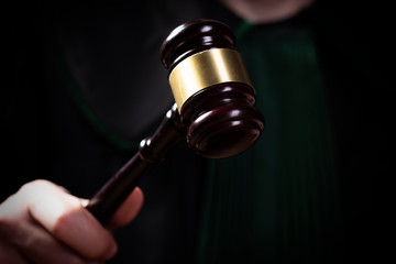 wooden judge`s gavel