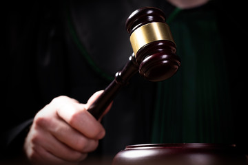 wooden judge`s gavel