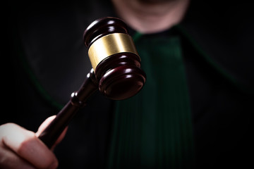 wooden judge`s gavel