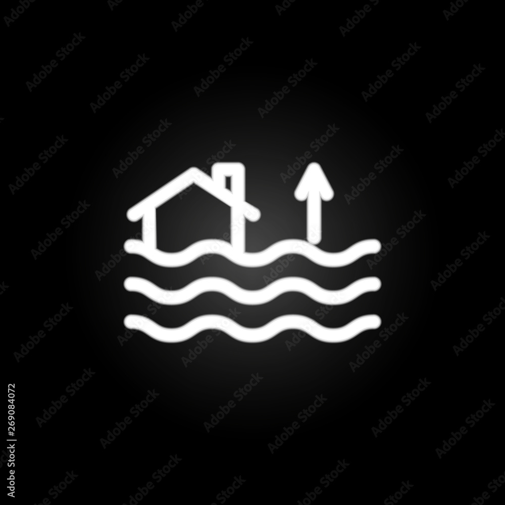 Poster flood sign neon icon. elements of weather set. simple icon for websites, web design, mobile app, inf