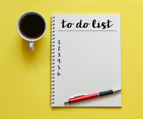 To do list text concept. Top view.