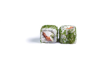 japanese sushi rolls isolated on white background.