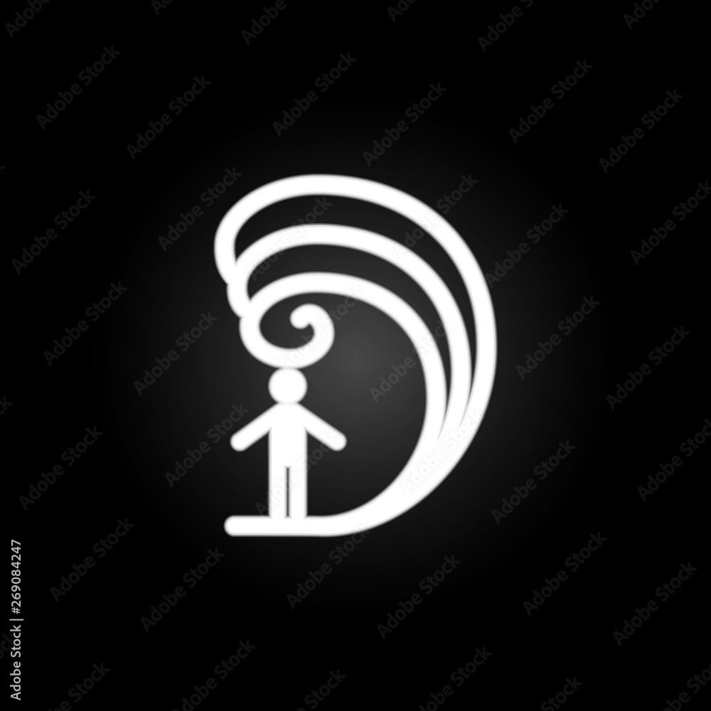 Poster man tsunami sign neon icon. elements of weather set. simple icon for websites, web design, mobile ap