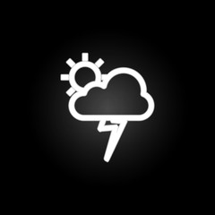 cloudy sun storm sign neon icon. Elements of weather set. Simple icon for websites, web design, mobile app, info graphics