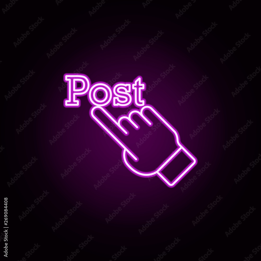 Aufkleber post and finger neon icon. elements of sosial media network set. simple icon for websites, web desig