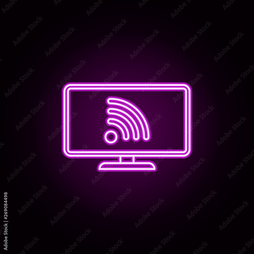 Poster wifi signal in pc neon icon. elements of sosial media network set. simple icon for websites, web des