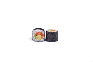 japanese sushi rolls isolated on white background.