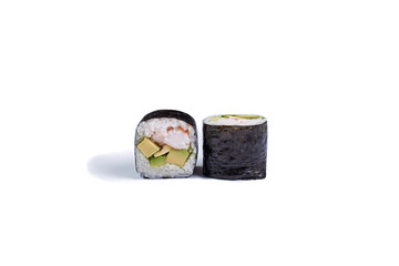 japanese sushi rolls isolated on white background.