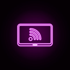 wifi signal in laptop neon icon. Elements of sosial media network set. Simple icon for websites, web design, mobile app, info graphics