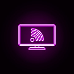 wifi signal in pc neon icon. Elements of sosial media network set. Simple icon for websites, web design, mobile app, info graphics