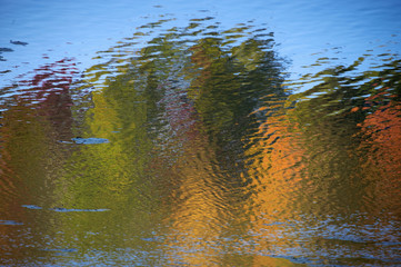 Abstract multicolored reflection on the water
