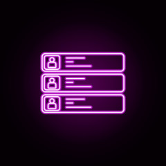 contacts neon icon. Elements of sosial media network set. Simple icon for websites, web design, mobile app, info graphics