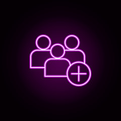 add group of contacts neon icon. Elements of sosial media network set. Simple icon for websites, web design, mobile app, info graphics