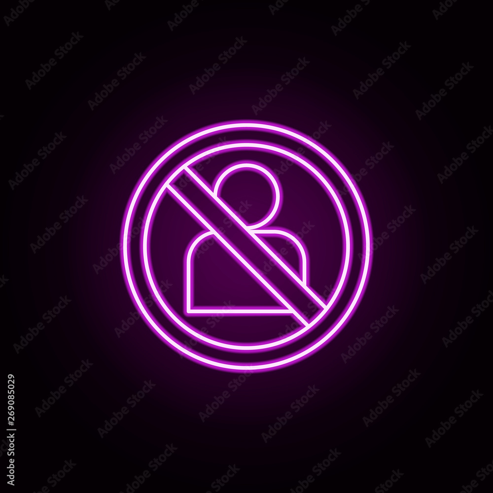Poster no contacts neon icon. elements of sosial media network set. simple icon for websites, web design, m