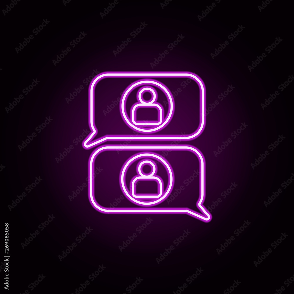 Poster people communication neon icon. elements of sosial media network set. simple icon for websites, web 
