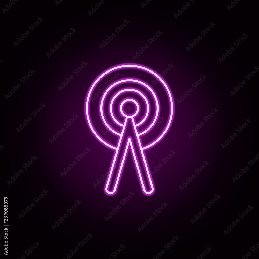 Poster radio signal neon icon. elements of sosial media network set. simple icon for websites, web design, 
