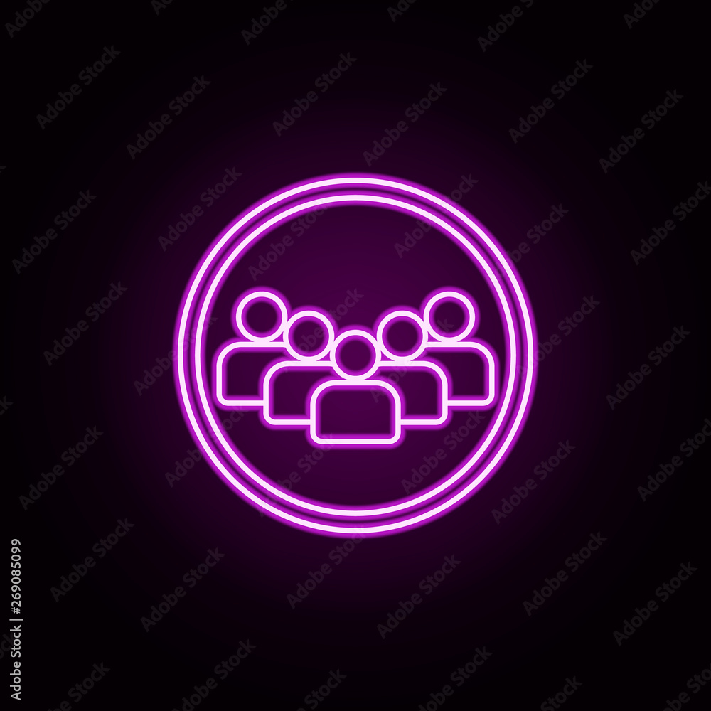 Poster group of contacts neon icon. elements of sosial media network set. simple icon for websites, web des
