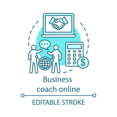 Business coach online concept icon