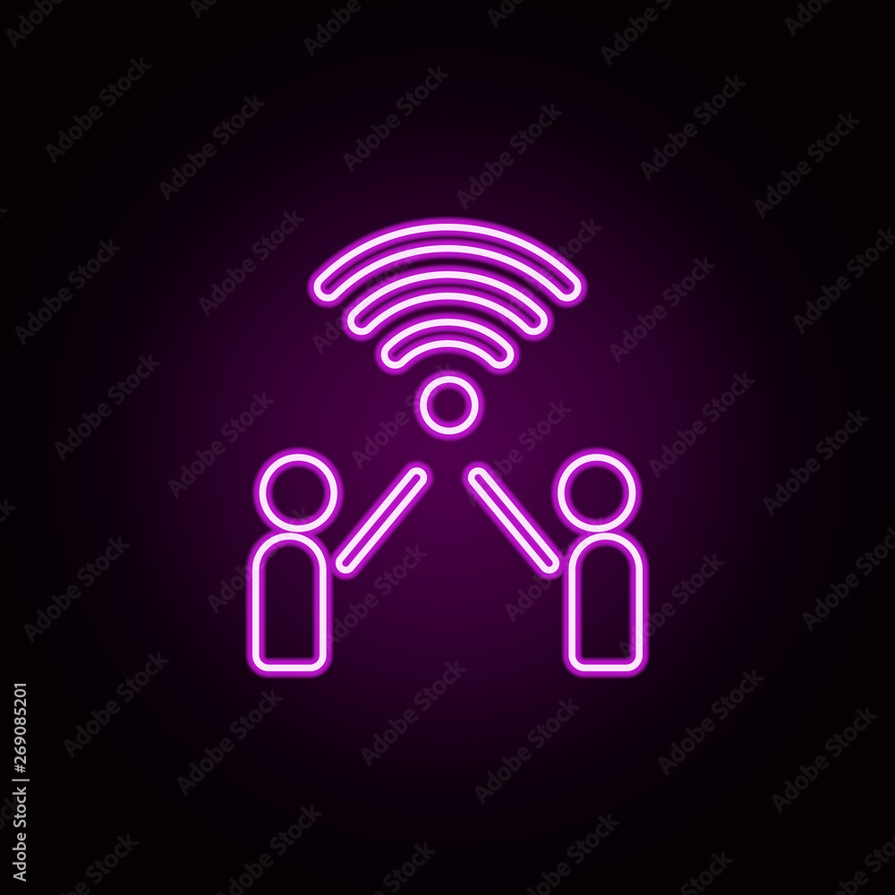 Poster people communication neon icon. elements of sosial media network set. simple icon for websites, web 