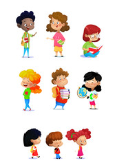 Set of school kids in education concept on white background - 269085666