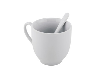 White ceramic cup isolated on white background