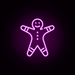 cookie, ginger neon icon. Elements of christmas set. Simple icon for websites, web design, mobile app, info graphics