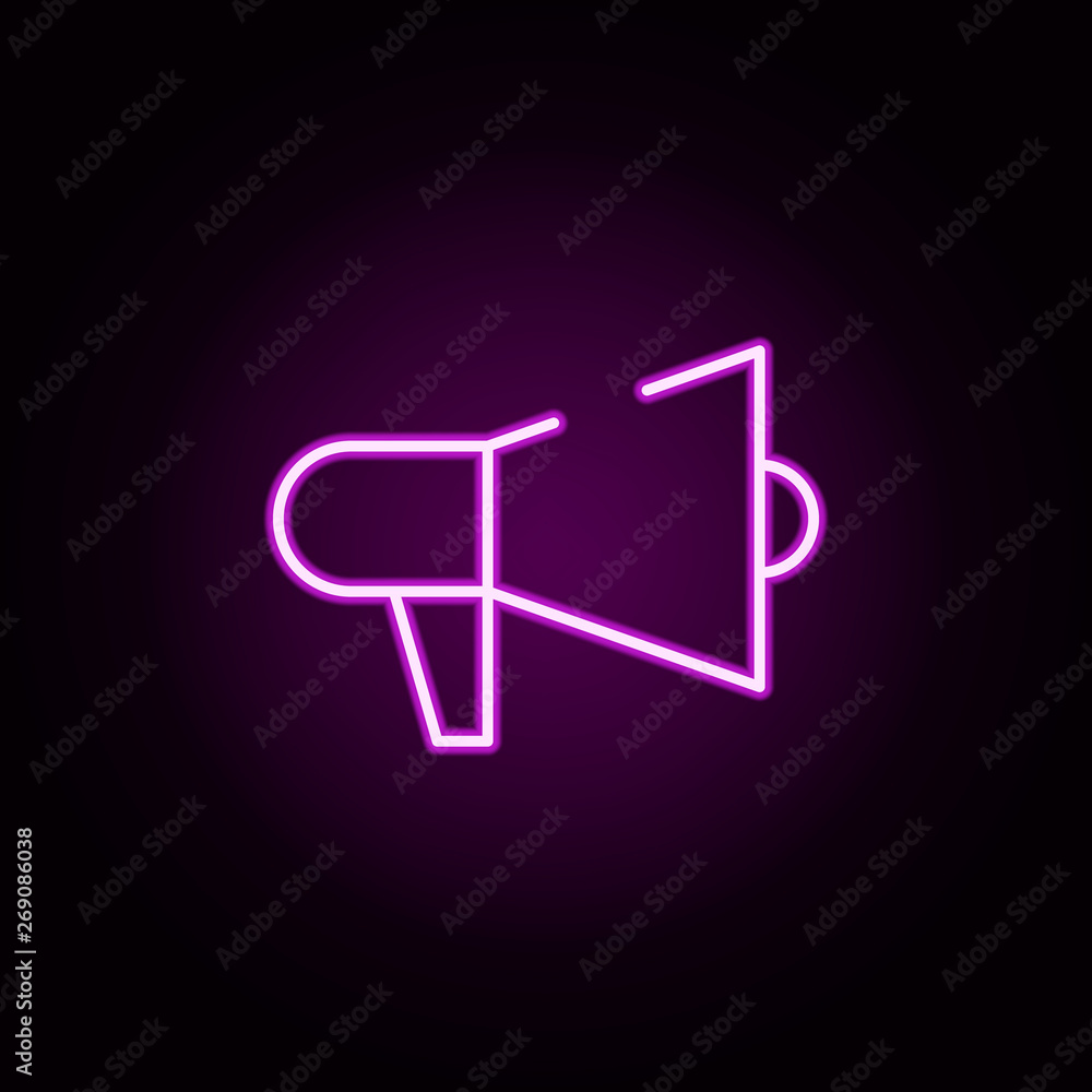 Poster loudspeaker neon icon. elements of christmas set. simple icon for websites, web design, mobile app, 