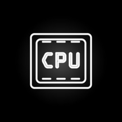 CPU neon icon. Elements of computer hardware set. Simple icon for websites, web design, mobile app, info graphics