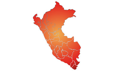 Mapa naranja de Perú sobre fondo blanco. © Gabrieuskal