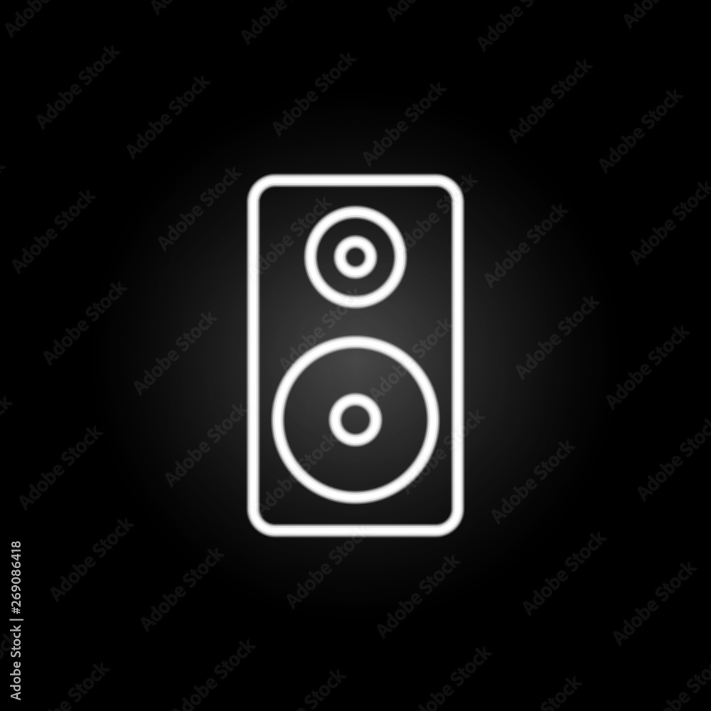 Poster speakers neon icon. elements of computer hardware set. simple icon for websites, web design, mobile 