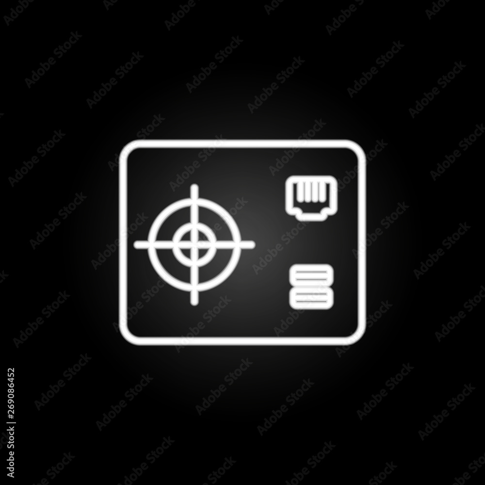Poster electric stabilizer neon icon. elements of computer hardware set. simple icon for websites, web desi